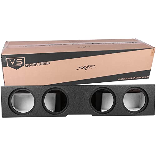 Skar Audio Quad 8" Ported Armor Coated Subwoofer Enclosure Compatible with 2019-UP Chevrolet Silverado/GMC Sierra Crew Cab Trucks