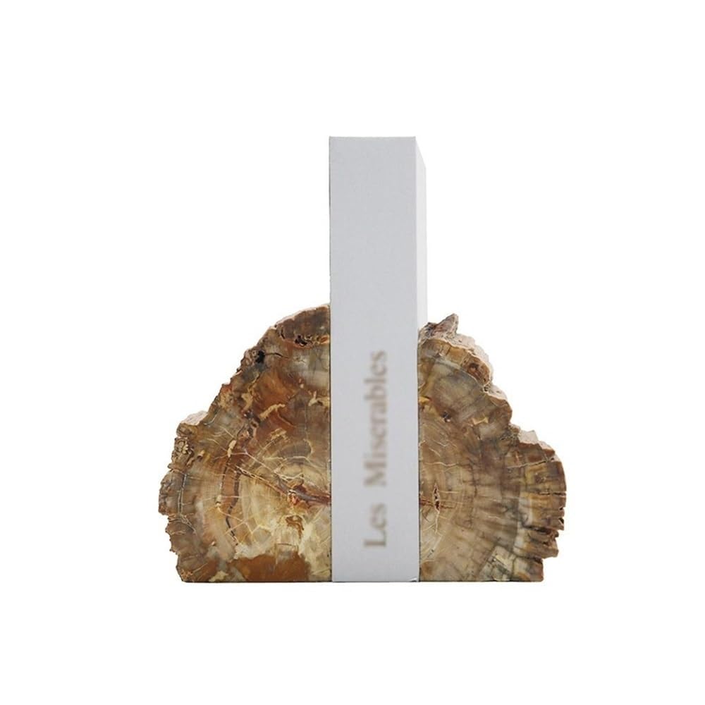 Book Organizer Minimalist Desktop Bookends Heavy,Wood Fossil Simulation Home Décor Bookshelf Accessories