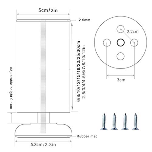 Base de ABS sin vibraciones para patas de cama cilíndricas y muebles de baño 4