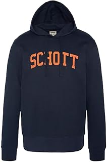 Schott Sweat à Capuche Marine/Orange Homme Logo Sudadera Hombre