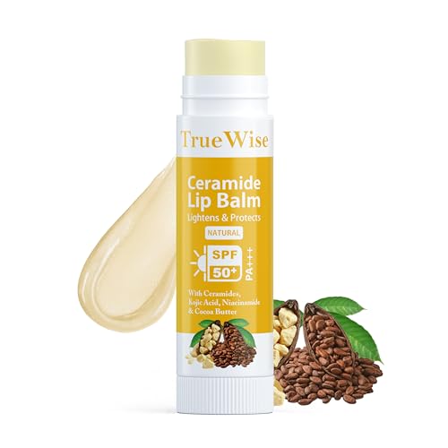 Image of Natural Lip Balm with SPF 50 PA+++ | Brightens Lip Balm For Dark Lips | Kojic Acid & Niacinamide,Vitamin E | Repairs Chapped & Dry Lips | Soft, Glossy Lip for Women & Men 5g