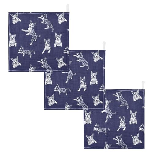Image of vvfelixl Baby Muslin Washcloths Blue Heeler Dog Baby Burp Cloths Cotton Babys Face Towel for Infants Soft 11.8 X 11.8 in, 3 Pack
