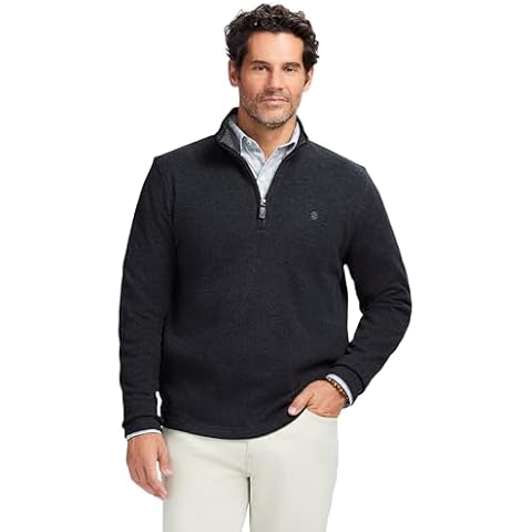 IZOD Men's Black Quarter Zip Sweater Fleece Cover