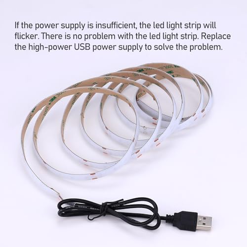 Image of DC 5V USB COB Blue LED Strip Light Dimmable IP65 Waterproof 6.6ft /2M | USB Powered 640LEDs with Dimmer High Brightness Flexible LED Tape Lights
