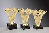 Henecka 🏁 Motorsport Trophäe, Pokal Schraubfigur goldenes Lenkrad, Marmorsockel schwarz, mit Wunschgravur, wählbar in 3 Größen oder als 3er-Serie (Sockel 70 x 40 mm)