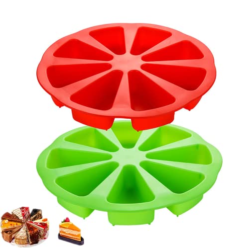 NatureMan 2 Pcs Silicone Baking Molds Large 8 Cavity Silicone Scone Pan/Cakes Slices Mold/Triangle Cavity Cake Pan Pizza Slices Pan,Soap Mould,DIY Baking Tool