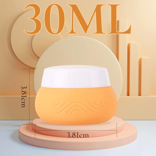 Image of Lyrovo 30ml Silicone Travel Containers for Toiletries, Set of 4 - BPA-Free Leakproof Refillable Cosmetic Jars with Clear Bag, Name Stickers, and Scoops for Face, Hand & Body Creams (Pastel)