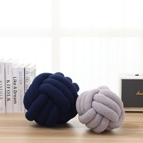 Petrella Knot Pillow Throw Pillows Ball Round Throw Pillows Home Decor Cushion Decorative Aesthetic Light Gray 13inch