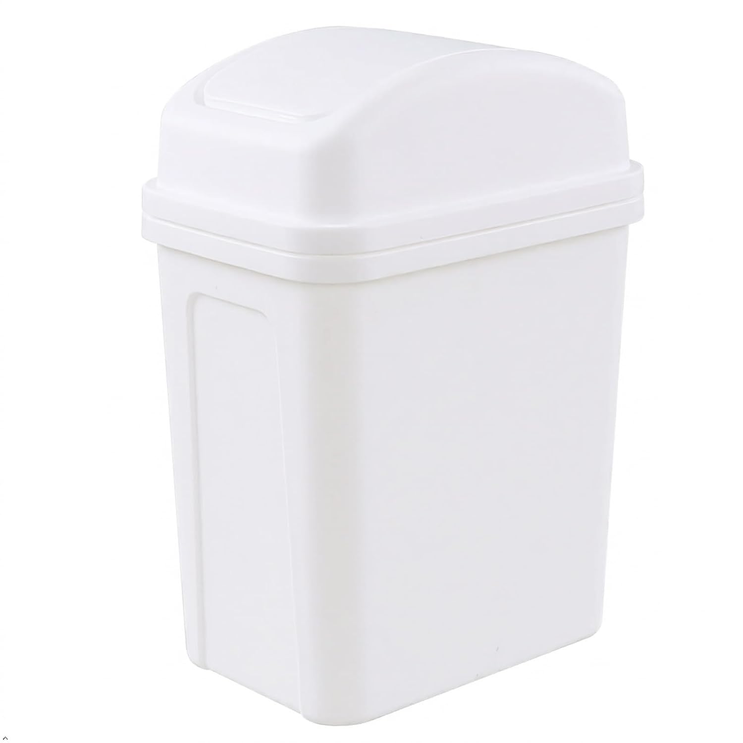 Idotry Plastic Swing Top Trash Can, Small Garbage Bin, 1.8 Gallon, Gray
