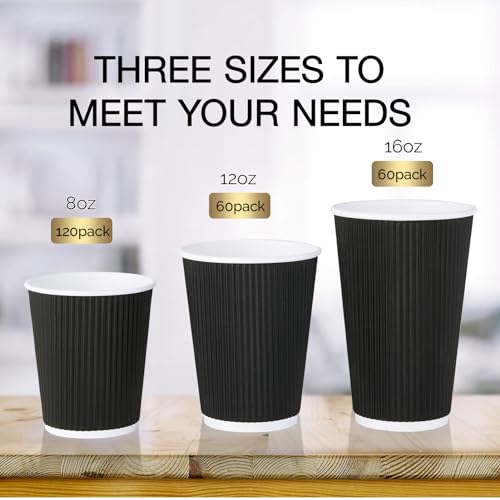 Hot Beverage Cups with Insulated Ripple Wall Black - Image 4