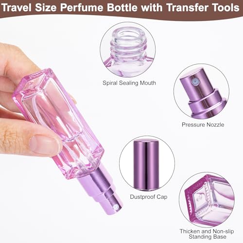10ML Perfume Travel Refillable Spray Bottles 5Pcs Set, Mini Multicolour Glass Perfume Bottle Empty, Portable Cologne Dispenser Atomizer Sprayer, Square Shaped Travel Size Refill Bottles Kit3