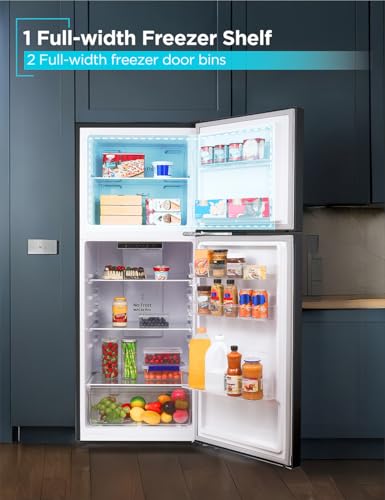 Image of BLACK+DECKER 10.5 Cu. Ft. Top Mount Refrigerator, BR1000XB, Black | 2 Door Refrigerator with Top Freezer and Electronic Temperature Control, Frost Free, R600a Refrigerant, Energy Star