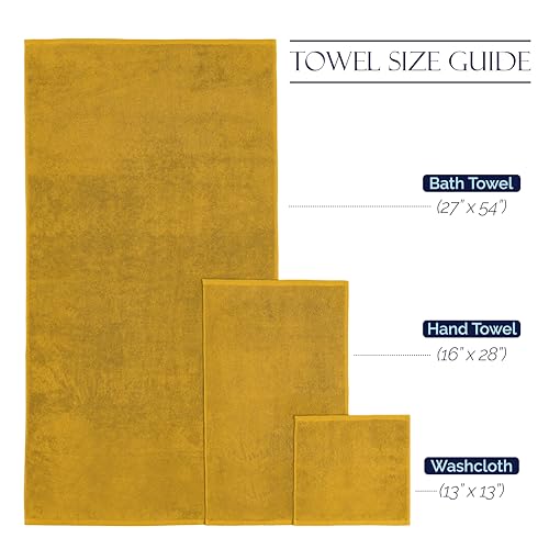 Image of Elegant Comfort Premium Cotton 8-Piece Towel Set, Includes 4 Washcloths, 2 Hand & 2 Bath Towels, 100% Turkish Cotton - Highly Absorbent and Super Soft for Bathroom, Gold (Pack of 4)