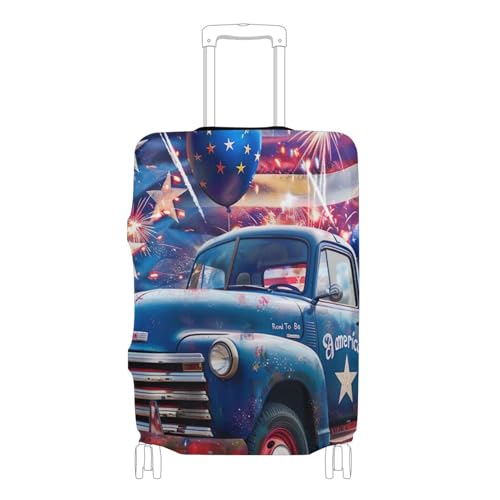 Joisal Flower Luggage Protector Cute Suitcase Covers Elastic of July Blue Truck Balloons Vacation Essentials Suitcase Sleeve, XL, Fits 29-32 Inch Case