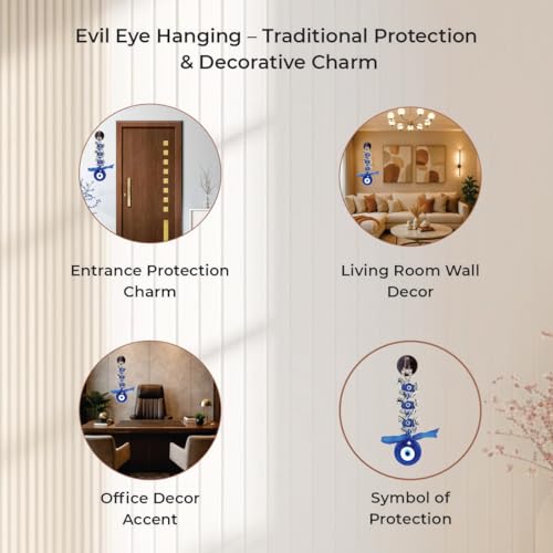 Image of 3 Horse Evil Eye Wall Hanging Decoration for Positive Energy & Protection | Aesthetic Home Decor | Nazar Battu for Home Entrance & Car Dashboard Decor | Ideal for Spiritual Gifting & Wall Decor