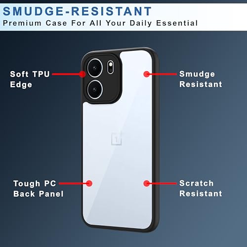 Image of CEDO Backcover for OnePlus Nord CE 6 (5G) | Camera Protection Bump Shockproof Edge | Ultra Hybrid Transparent Acrylic Clear TPU+PC Hard Backcase Cover (Black)
