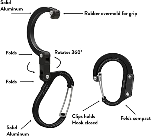 GEAR-AID-HEROCLIP-Carabiner-Clip-and-Hook-Mini-for-Travel-Luggage-Purse-and-Small-Bags-Blue-Steel