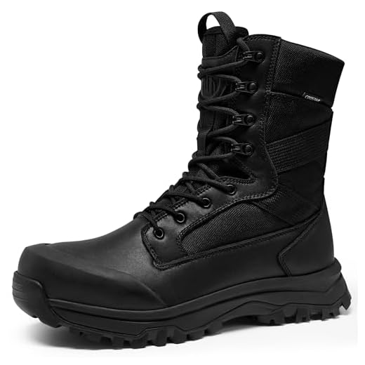 Coostar Bota tática masculina, leve, militar, combate, trabalho, com zíper lateral, motocicleta, caminhada, 20 cm, Preto, 43