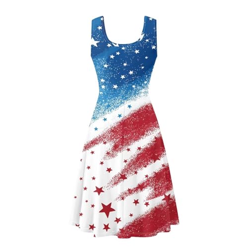 Image of Dreaweet Casual Sleeveless Dresses for Women Girls, Round Neck Tank Dresses with Pockets Summer Sundress Size XS-4XL