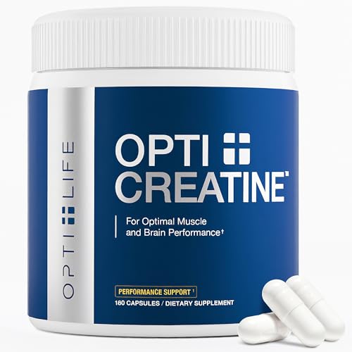 Image of Opti + Creatine Monohydrate Capsules | Doctor Formulated | Support Muscle Recovery, Strength & Performance* | Daily Creatine Supplement | Made in USA | 180 Capsules /60 Servings