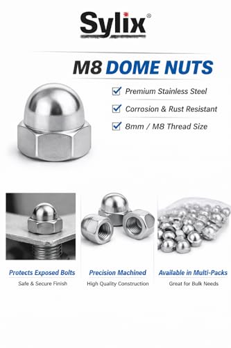 Image of SYLIX 8MM Stainless Steel Hex Dom Nut (50 PCS)