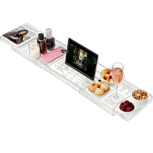 Plateau de bain extensible acrylique stable et antidérapant pour baignoire - 2