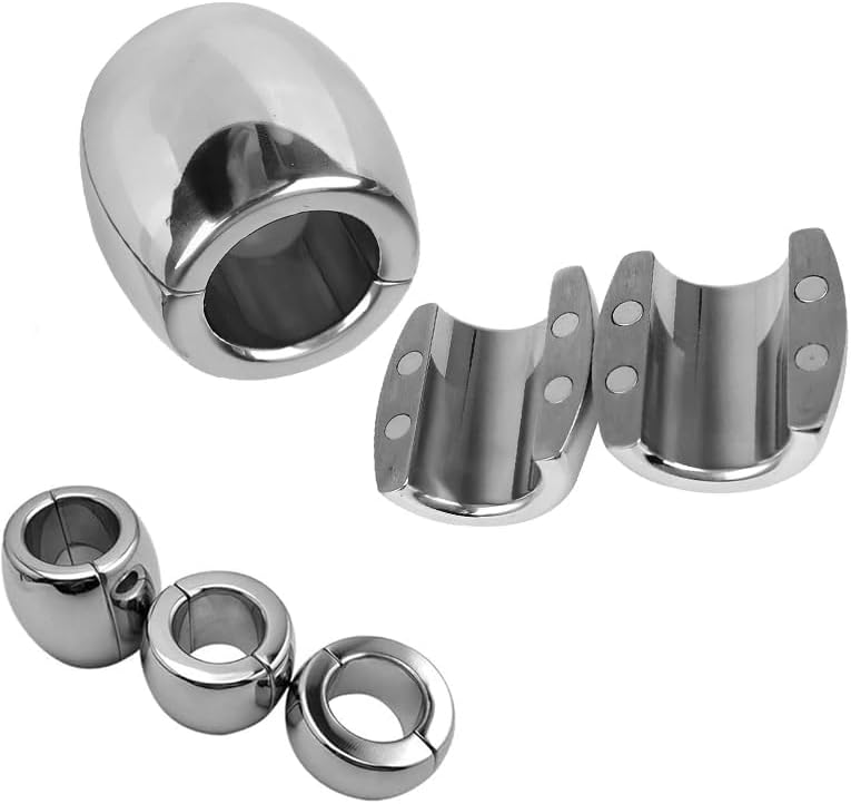 Stainless Steel Male Magnetic Cock Testicle Ring Ball Stretcher Stretching Delay Ejaculation Cock Dumbbell (60mm)