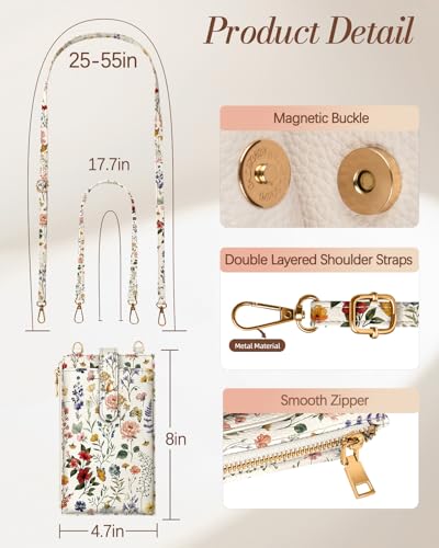 Image of Miss Adola Phone Purse Crossbody Bags for Women - Leather Small Cell Phone Wallet RFID Blocking with Card Slots & Adjustable Strap Cute Designer Aesthetic Cross Body Bags, Vintage Flower