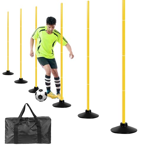 MEILANHUI Soccer Agility Poles, 6Pcs Agility Poles with Rubber Bases