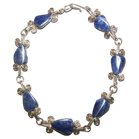 Peru Treasure 7-Stone Natural Stone Alpaca Silver Bracelet (Sodalite) Cover