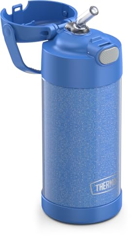 Image of THERMOS FUNTAINER Water Bottle with Straw, 12oz, Glitter Periwinkle | Kids Stainless Steel Insulated Water Bottle, Keeps Drinks Cold Longer for School & Play, BPA-Free