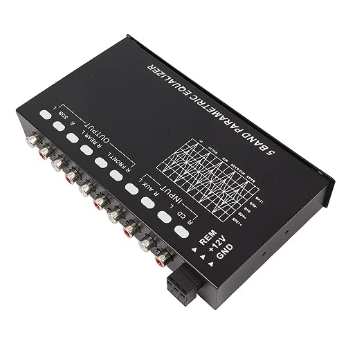 Raguso Car Audio Equalizer Anti Impact 5 Bands EQ Car Amplifier Precise Tuning High Output Superior Sound Quality Iron Car Graphic Equalizer for Vehicle