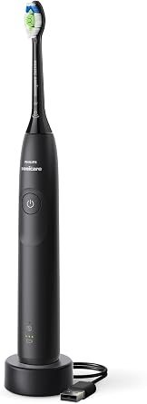 Philips Sonicare 5300 elektrikli diş fırçası, 2 yoğunluk seviyeli sonik diş fırçası, basınç kontrolü, EasyStart, Smartimer ve BrushPacer, siyah, model HX7101/01 [yeni teknoloji]