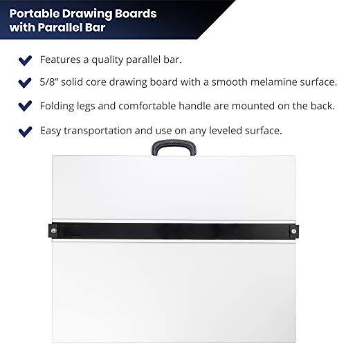 Pacific Arc Drafting Board, Portable Drafting Table with Parallel Bar, 18 x 24 Inches