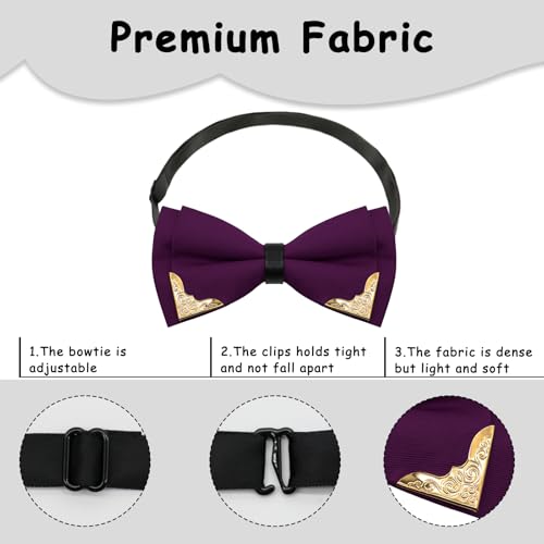 Image of Bow Ties for Men Women Metal Gold Bowtie, Pre Tied Mens Bow Tie Tuxedo Bowties Men for Prom Wedding Party