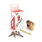 IFAM Cylinder Start STS1030L, Zylindrisches Sicherheitszylinderschloss, Messingausführung, 10x30mm, inkl. 3 vernickelten Stahlserrata-Schlüsseln, Europrofilzylinder, Innen- und Außentürschlösser