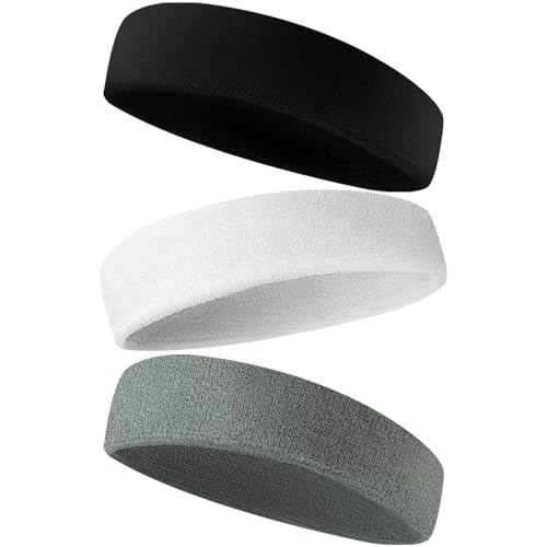 Sweatbands Men's and Women's Sports Bandanas 3 Pack （Black White