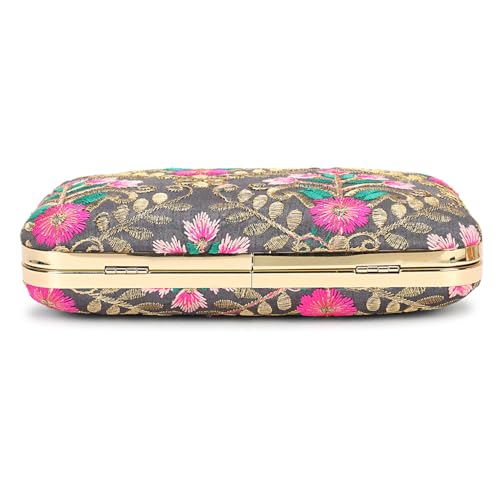 Image of LONGING TO BUY Hand Crafted Designer Box Clutch - Zari Embroidery For Women