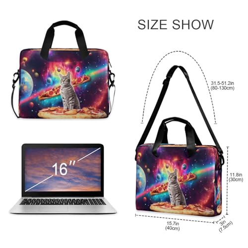Bolso Maletín para Laptop Galaxy Space Pizza Cat con Correa miniatura 3