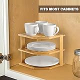 MantraRaj 3 Tier Bamboo Corner Shelf Rack Unit Kitchen Cupboard Storage Organiser Worktop Tidy Kitchen Plate Rack Space Saving Standing Storage Unit For Home, Living Room, Bathroom - Image 7