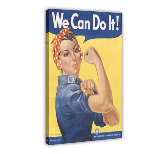 Toile suspendue We Can Do It Rosie 61 cm grand format avec cadre en bois salon