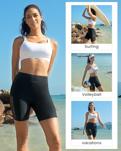 7" Swim Shorts Women - High Waisted Bathing Suit Shorts Tummy Control Boy Short Swimsuits Lace 2025 Swimwear Bottom4