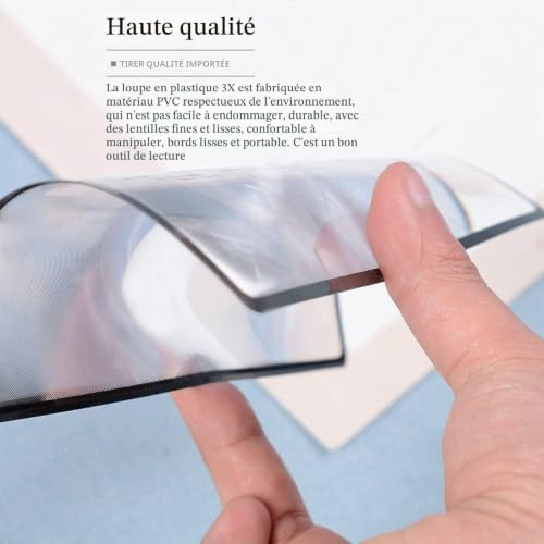 2 Pièces Loupe de Page, A4 Pleine Page Lecture, 3X Rectangulaire Malvoyant, Loupes de Cartes, Loupes de Signets, Ultra Mince Loupe de Lecture, pour Lecture de Petits Livres Imprimés et Cartes – vue 3