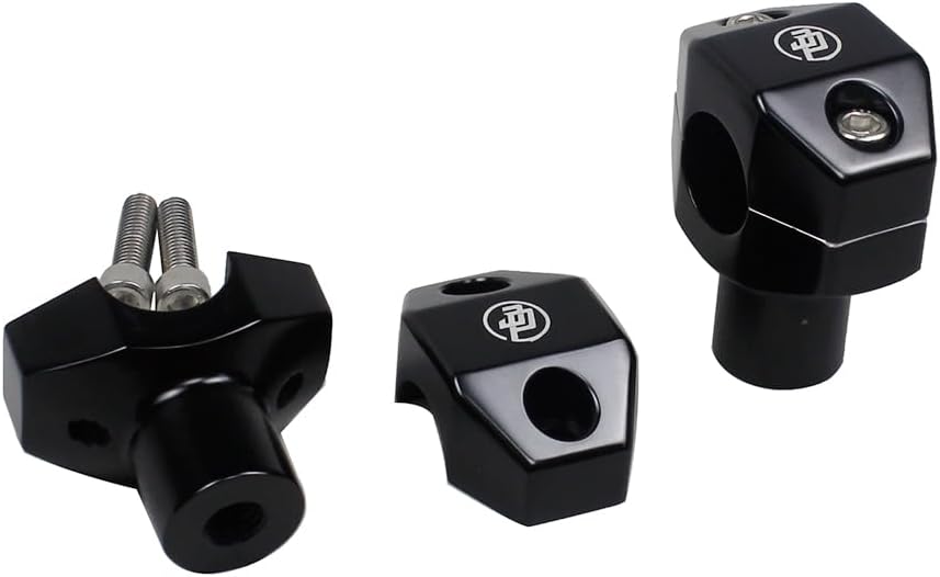 POWER JAMES Black Aluminum 2.0" Tall Solo Handlebar Risers Kit for Harley Davidson Softail Dyna Road King with 1.0 inch Clamping Area