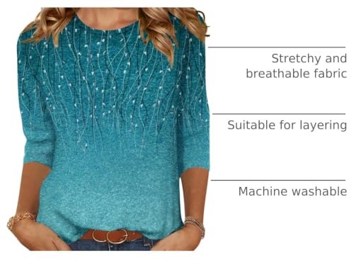 Zeagoo Women's Casual 3/4 Sleeve T-Shirts Round Neck Tunic Tops Work Blouse - Image 5