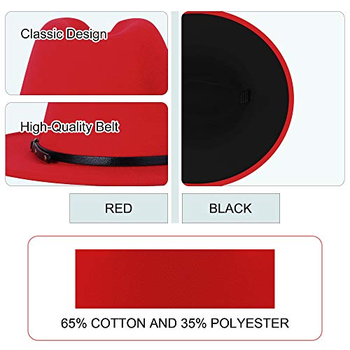 Image of Wide Brim Fedora Hats for Women Men Two Tone Dress Hat Felt Panama Hat in Two Audlt Size