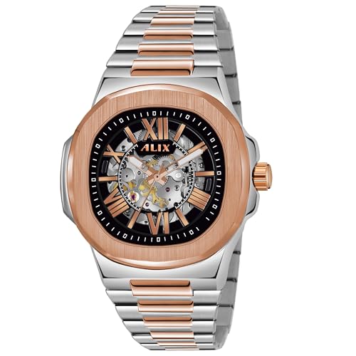 Image of ALIX AL2904 Automatic Mechanical Self-Winding Skeleton Dial 30 ATM Waterproof with Stainless Steel Band Wrist Watch