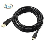 Mini USB Cable AllEasy USB 2.0 Type A to Mini B Cable Male Cord for PS3 Controller, MP3 Players, Digital Cameras, Blue Yeti Recording Microphones MIC 15ft/4.5m (2-Pack)
