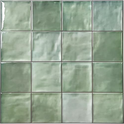 Walanz 10 Sheets Peel and Stick Backsplash Self Adhesive Wall Tiles 3D Adhesive Tile Backsplash 12x12Premium Self Adhesive Wall Tiles Peel and Stick for Bathroom Kitchen RV(Spring Moss)