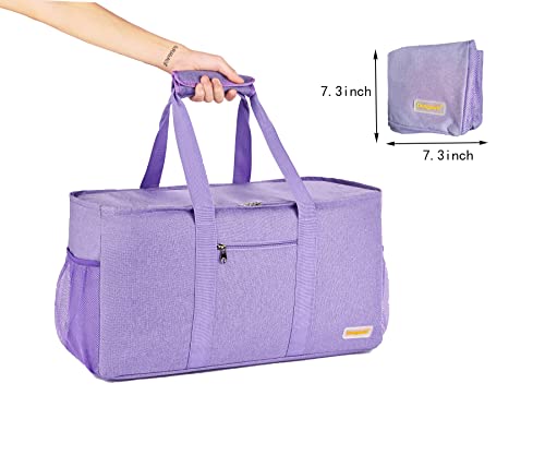 Dongawin Large Utility Tote Bag, Waterproof, Foldable And Reusable Storage Bag, Shopping Bag, Picnic Bag, Beach Bag, Etc, Purple #TOP2